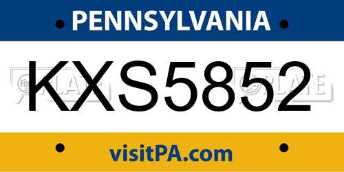 KXS5852 Pennsylvania License Plate