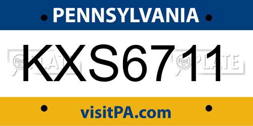 KXS6711 Pennsylvania License Plate