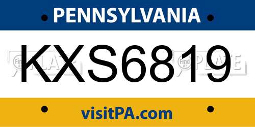 KXS6819 Pennsylvania License Plate