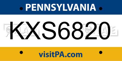 KXS6820 Pennsylvania License Plate