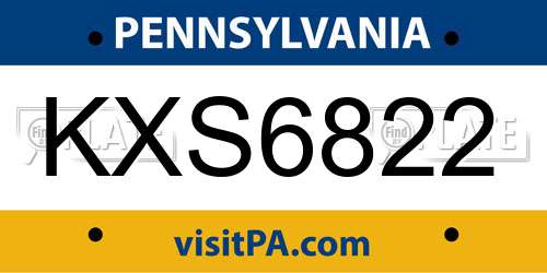 KXS6822 Pennsylvania License Plate