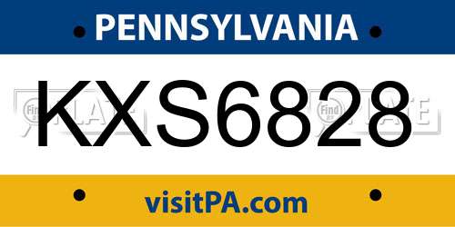 KXS6828 Pennsylvania License Plate
