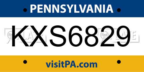 KXS6829 Pennsylvania License Plate