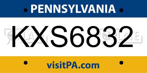 KXS6832 Pennsylvania License Plate