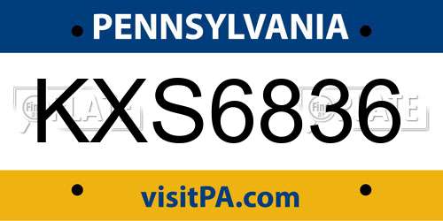 KXS6836 Pennsylvania License Plate