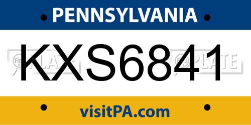 KXS6841 Pennsylvania License Plate