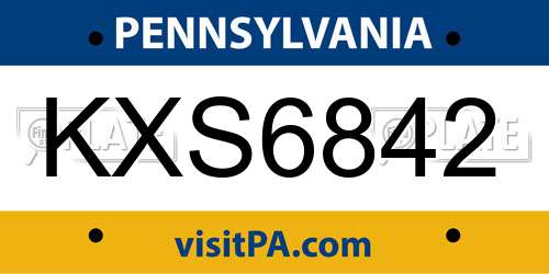 KXS6842 Pennsylvania License Plate