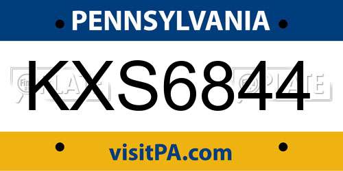 KXS6844 Pennsylvania License Plate
