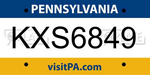 KXS6849 Pennsylvania License Plate