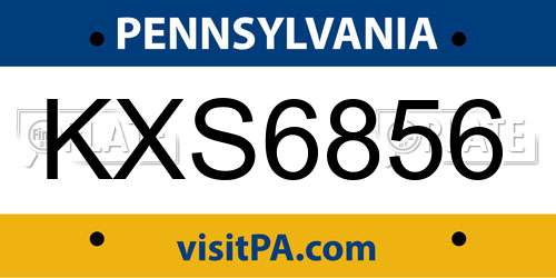 KXS6856 Pennsylvania License Plate