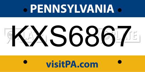 KXS6867 Pennsylvania License Plate