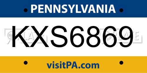KXS6869 Pennsylvania License Plate