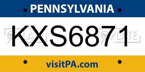 KXS6871 Pennsylvania License Plate