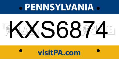 KXS6874 Pennsylvania License Plate