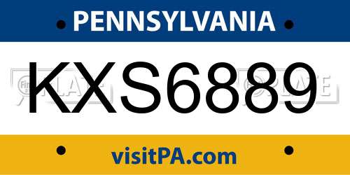 KXS6889 Pennsylvania License Plate
