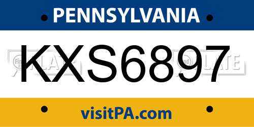 KXS6897 Pennsylvania License Plate