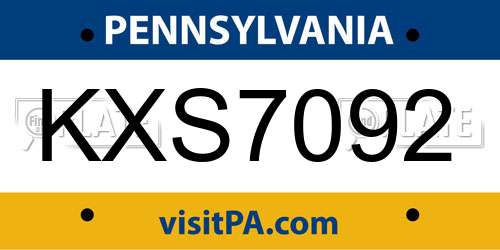 KXS7092 Pennsylvania License Plate