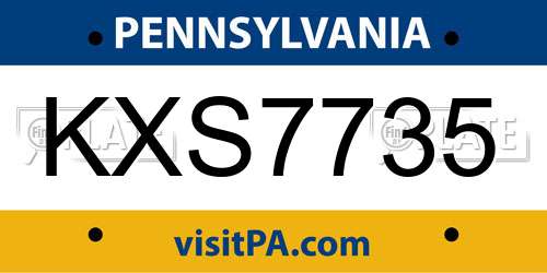 KXS7735 Pennsylvania License Plate