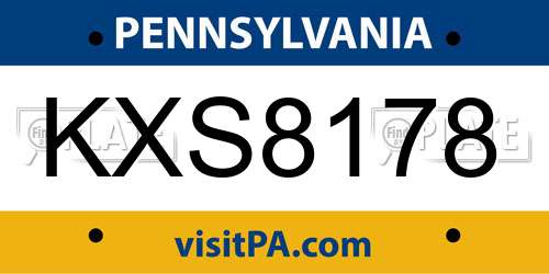 KXS8178 Pennsylvania License Plate