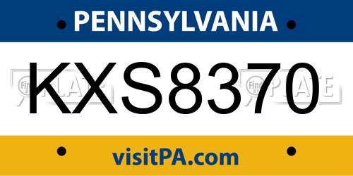 KXS8370 Pennsylvania License Plate