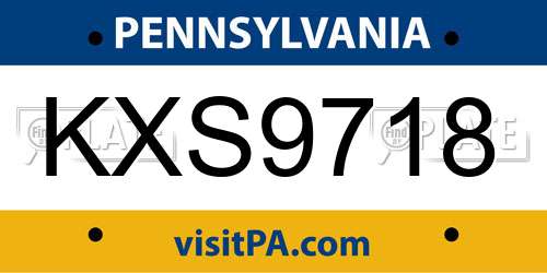 KXS9718 Pennsylvania License Plate