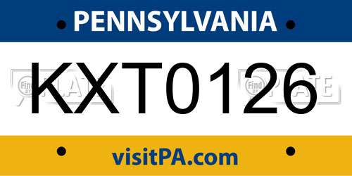 KXT0126 Pennsylvania License Plate