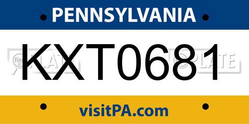 KXT0681 Pennsylvania License Plate