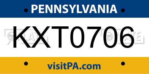 KXT0706 Pennsylvania License Plate