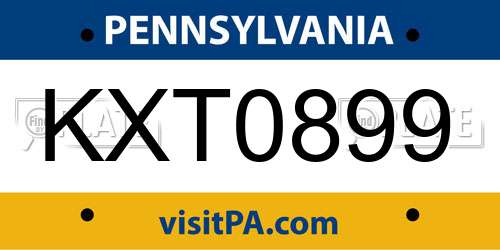KXT0899 Pennsylvania License Plate