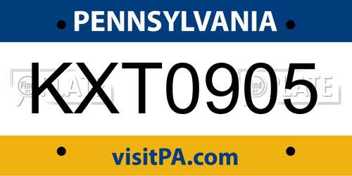 KXT0905 Pennsylvania License Plate