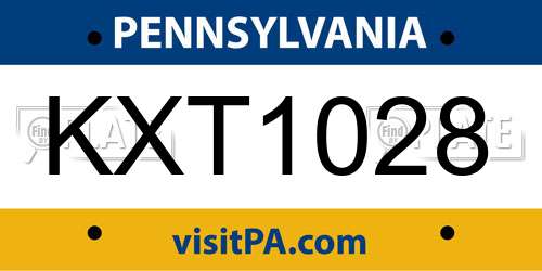 KXT1028 Pennsylvania License Plate