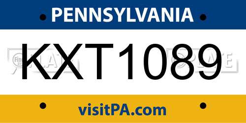 KXT1089 Pennsylvania License Plate