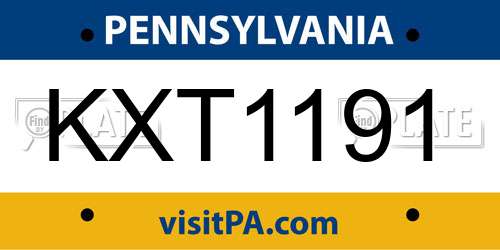 KXT1191 Pennsylvania License Plate