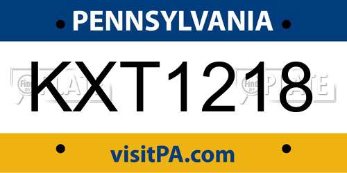 KXT1218 Pennsylvania License Plate