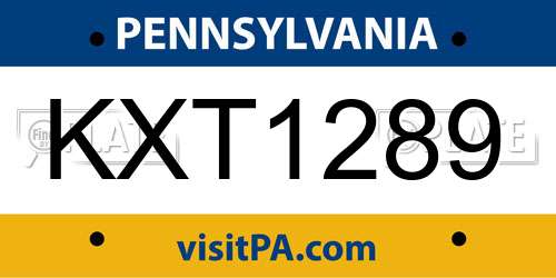 KXT1289 Pennsylvania License Plate