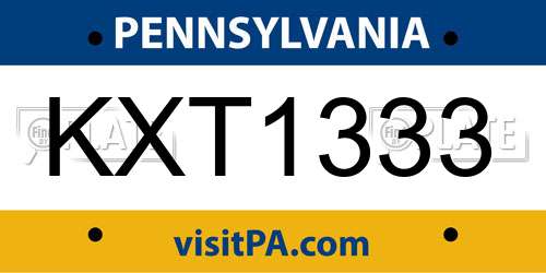 KXT1333 Pennsylvania License Plate