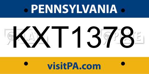 KXT1378 Pennsylvania License Plate