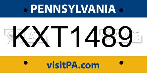 KXT1489 Pennsylvania License Plate