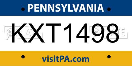 KXT1498 Pennsylvania License Plate