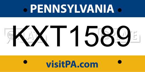 KXT1589 Pennsylvania License Plate