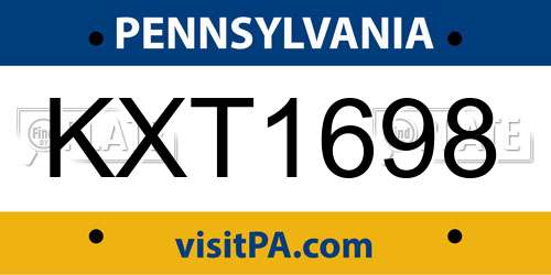 KXT1698 Pennsylvania License Plate