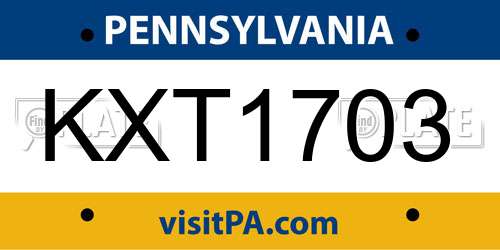 KXT1703 Pennsylvania License Plate