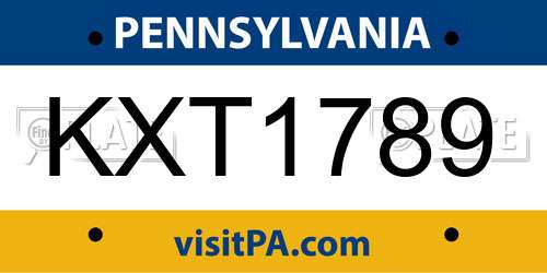 KXT1789 Pennsylvania License Plate