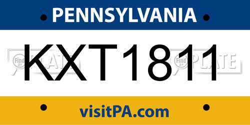 KXT1811 Pennsylvania License Plate
