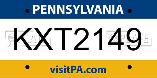 KXT2149 Pennsylvania License Plate