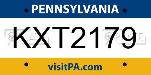 KXT2179 Pennsylvania License Plate