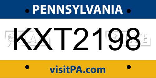 KXT2198 Pennsylvania License Plate