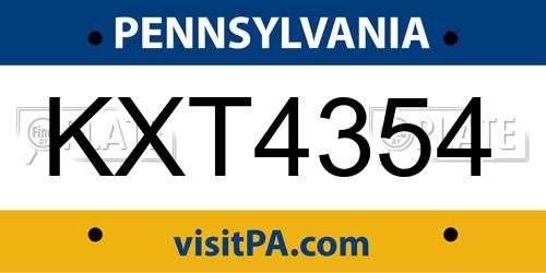 KXT4354 Pennsylvania License Plate