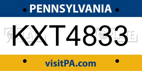 KXT4833 Pennsylvania License Plate