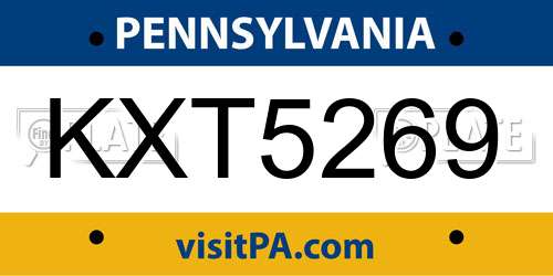 KXT5269 Pennsylvania License Plate